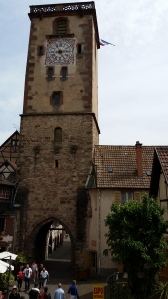 The clock tower in Ribeauville was built in the early 1500's.
