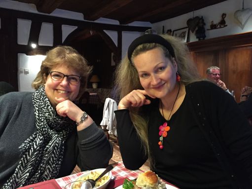 Sue took this photo of Sophie and me at dinner on our last night in Ribeauville (profiteroles for dessert!)